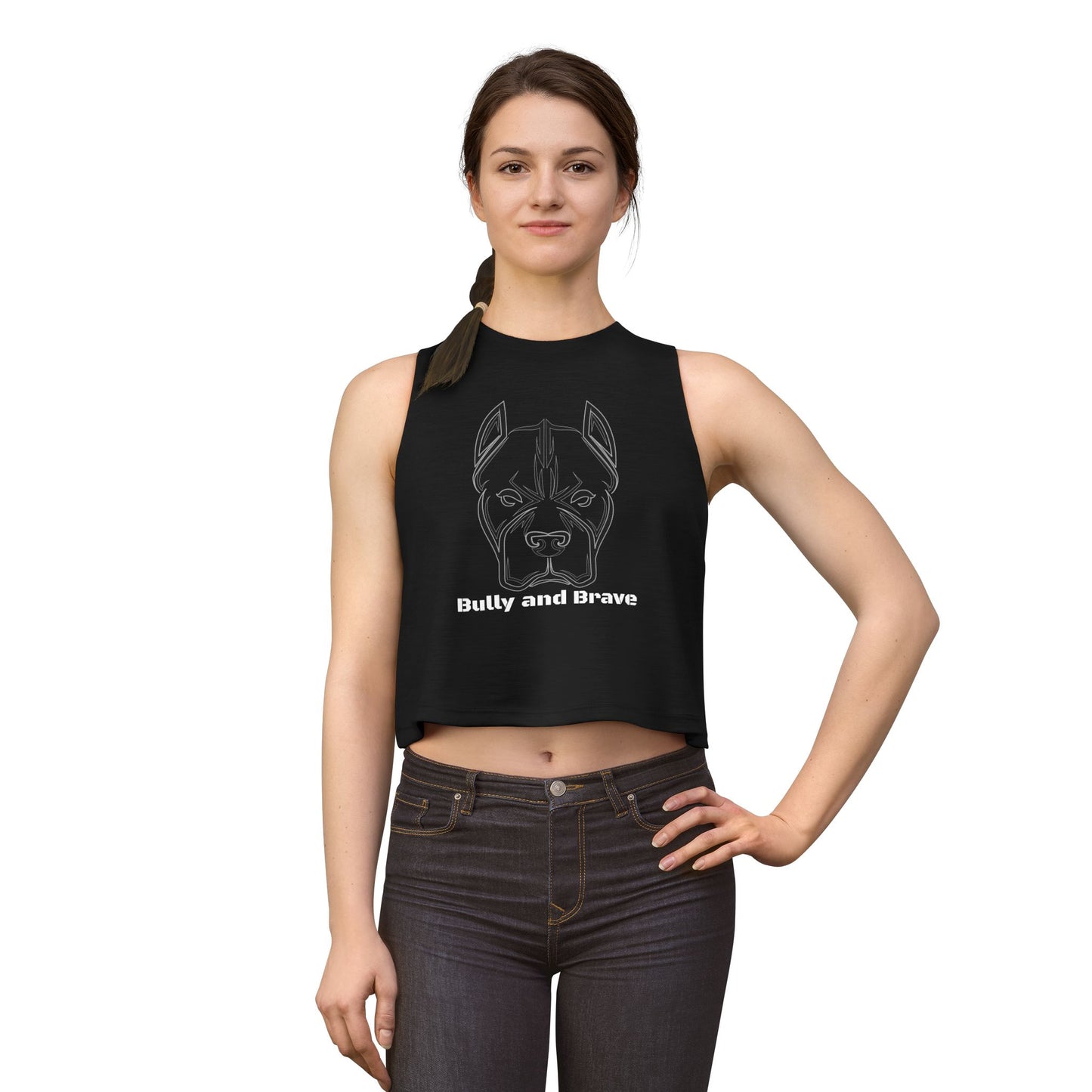 Bully and Brave Women's Crop Tank — Pit Bull Face Graphic Crop Top