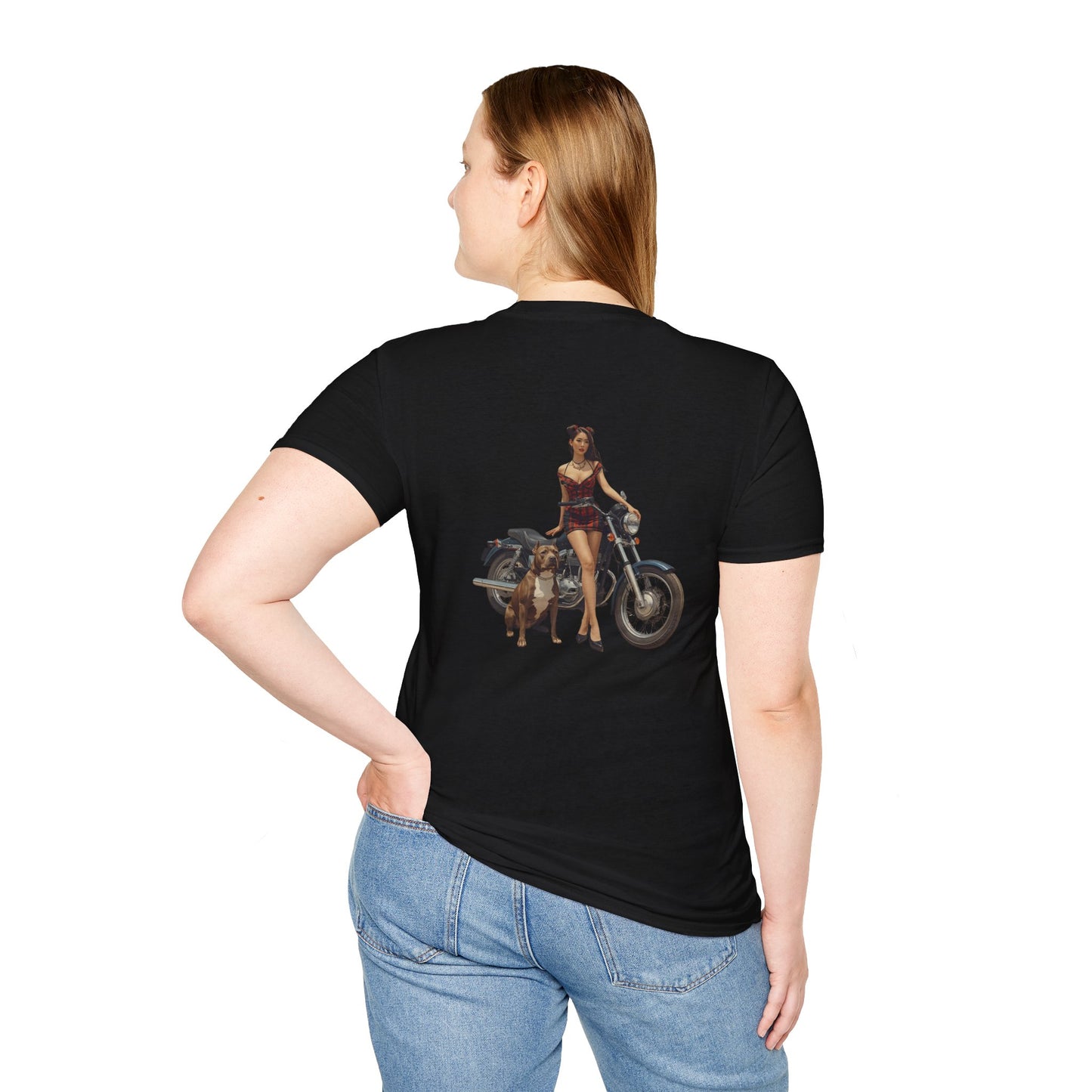 Retro Motorcycle Pin-Up T-Shirt — Biker Girl Graphic Tee