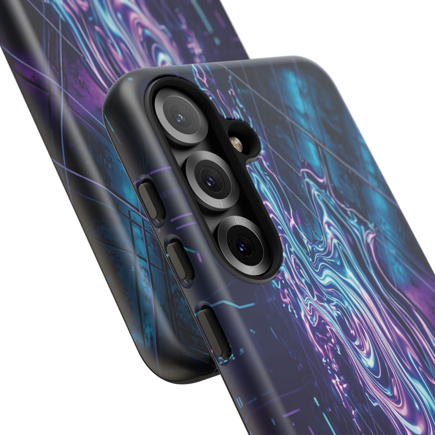 Galaxy Resin Water Tough Case — Neon Purple Blue Abstract Phone Cover