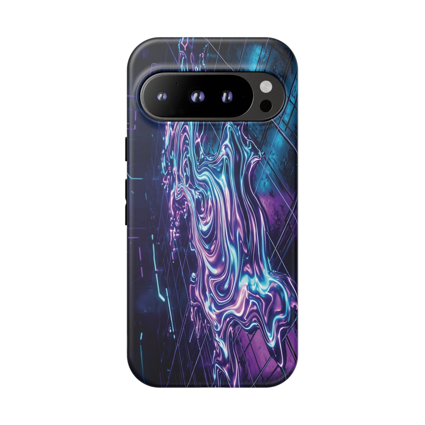 Galaxy Resin Water Tough Case — Neon Purple Blue Abstract Phone Cover