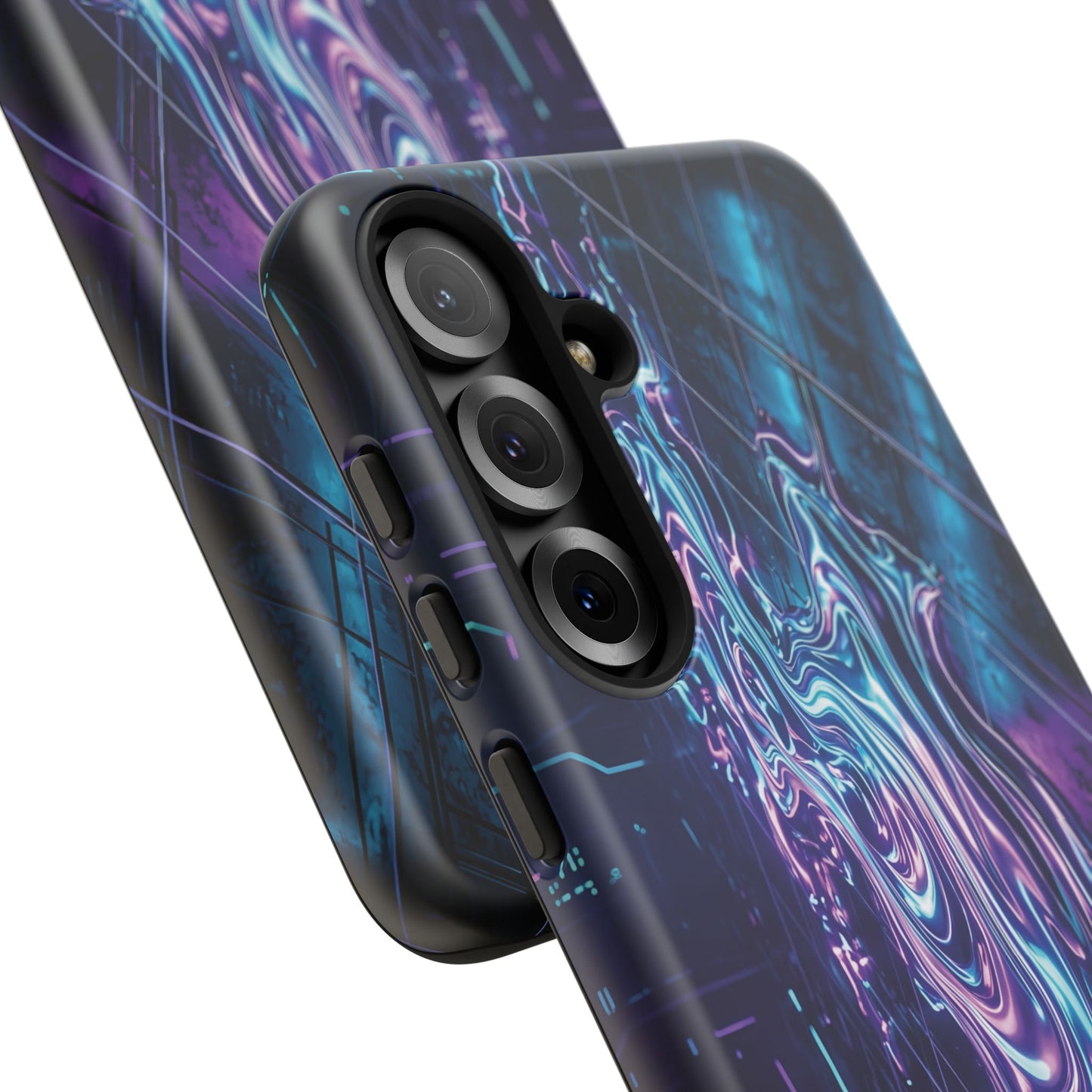 Galaxy Resin Water Tough Case — Neon Purple Blue Abstract Phone Cover