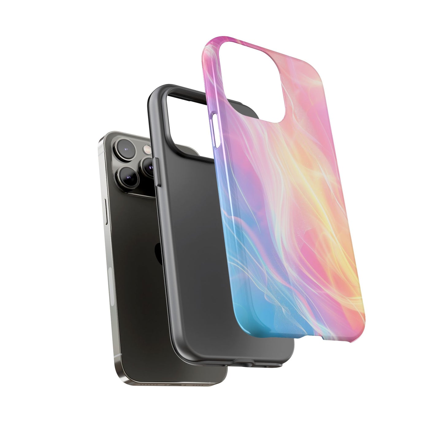 Pastel Marble Tough Phone Case — Protective iPhone Cover with Pink Blue Gradient Swirl