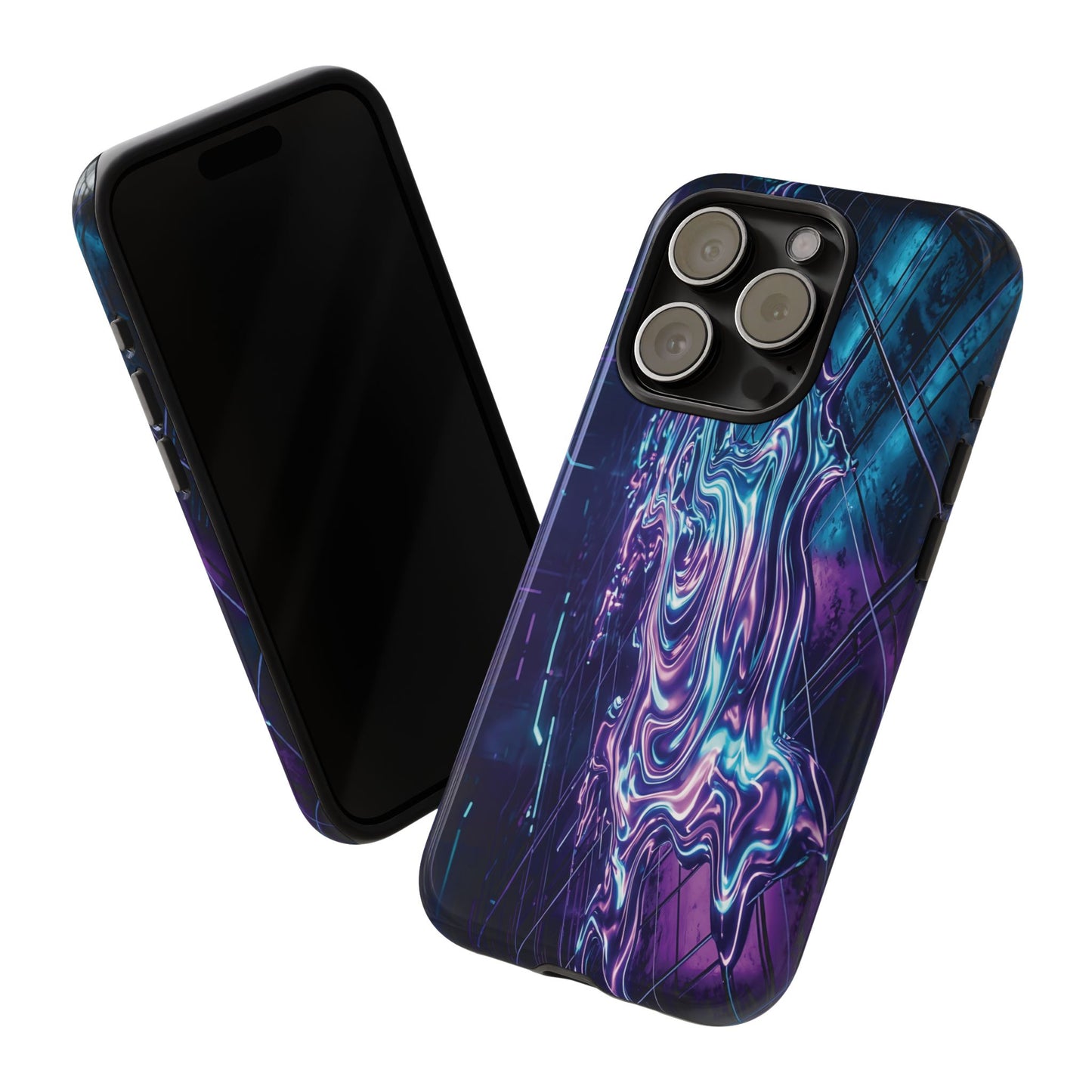 Galaxy Resin Water Tough Case — Neon Purple Blue Abstract Phone Cover