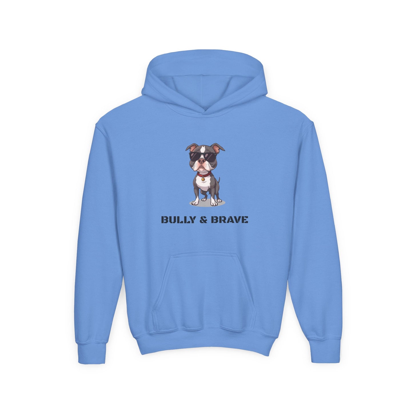 Youth Hoodie — "Bully & Brave" Pitbull Puppy Graphic