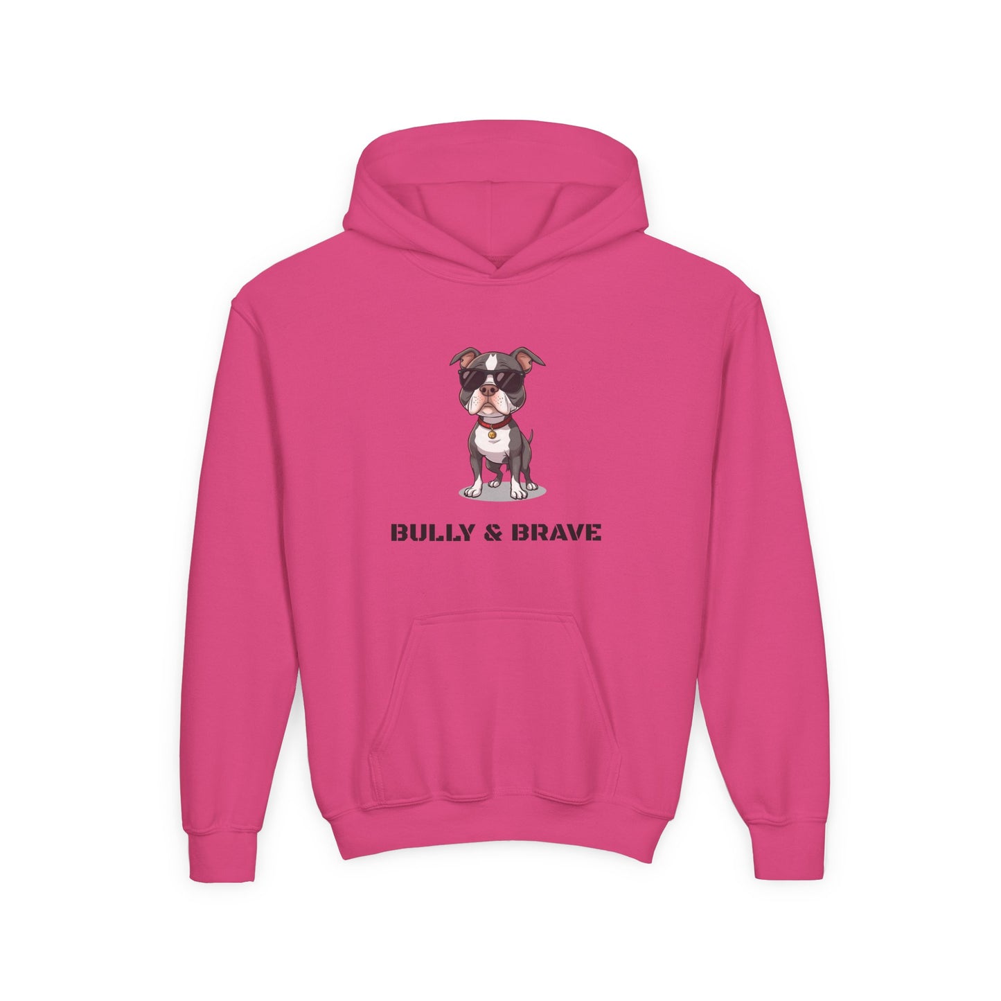 Youth Hoodie — "Bully & Brave" Pitbull Puppy Graphic