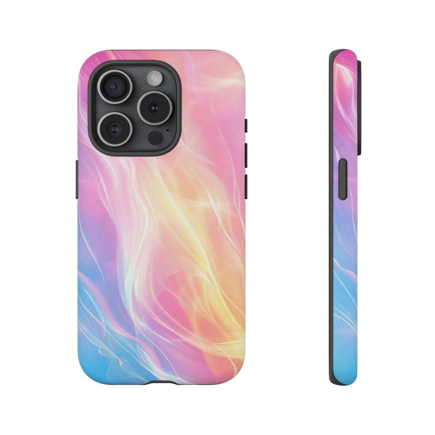 Pastel Marble Tough Phone Case — Protective iPhone Cover with Pink Blue Gradient Swirl