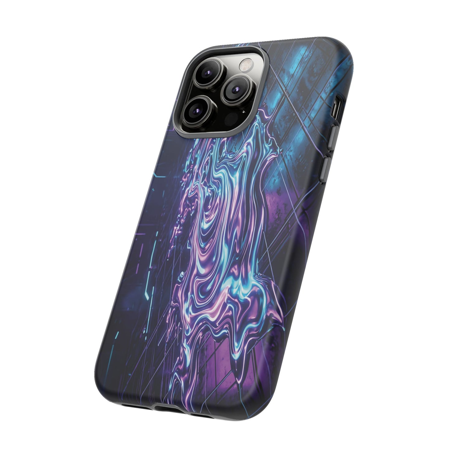 Galaxy Resin Water Tough Case — Neon Purple Blue Abstract Phone Cover