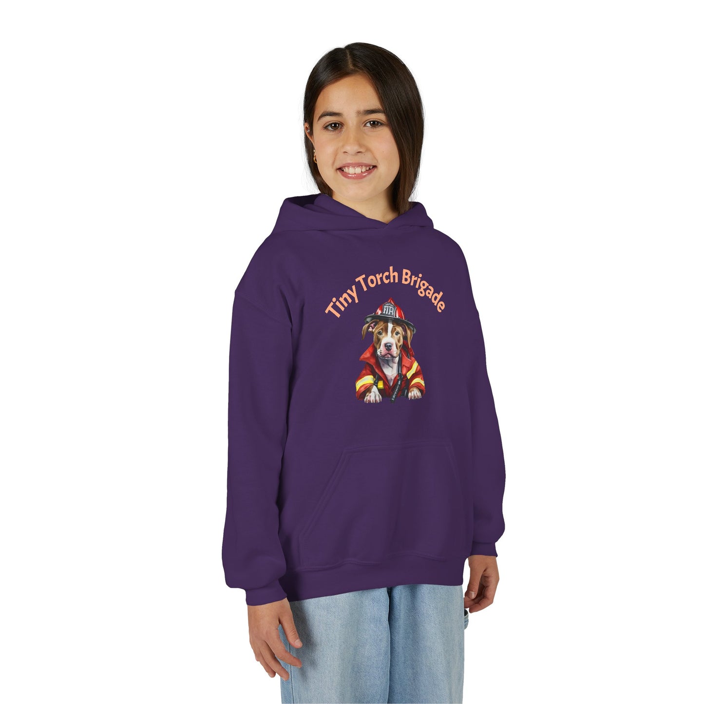 Youth Hoodie - "Tiny Torch Brigade" Firefighter Dog Graphic