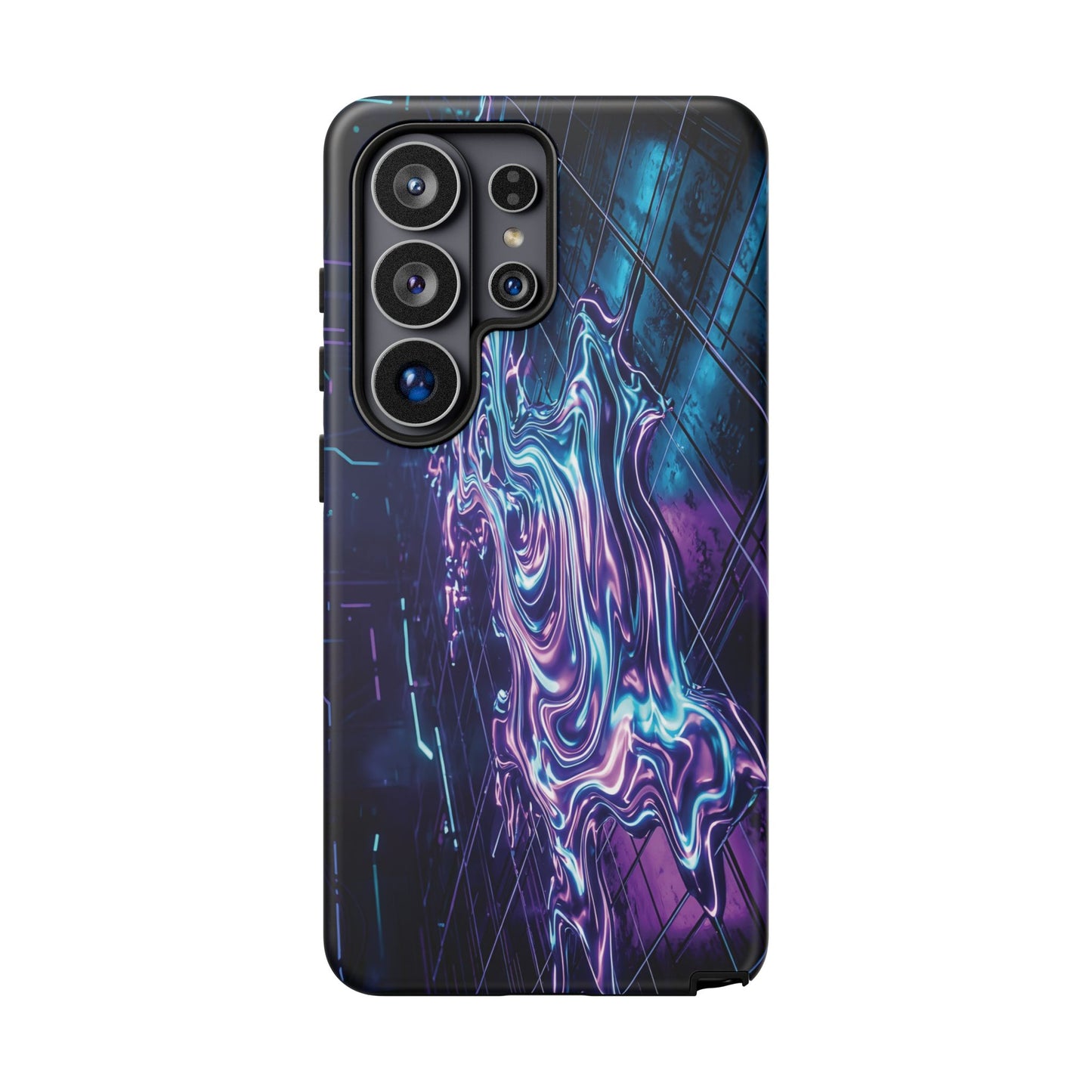 Galaxy Resin Water Tough Case — Neon Purple Blue Abstract Phone Cover