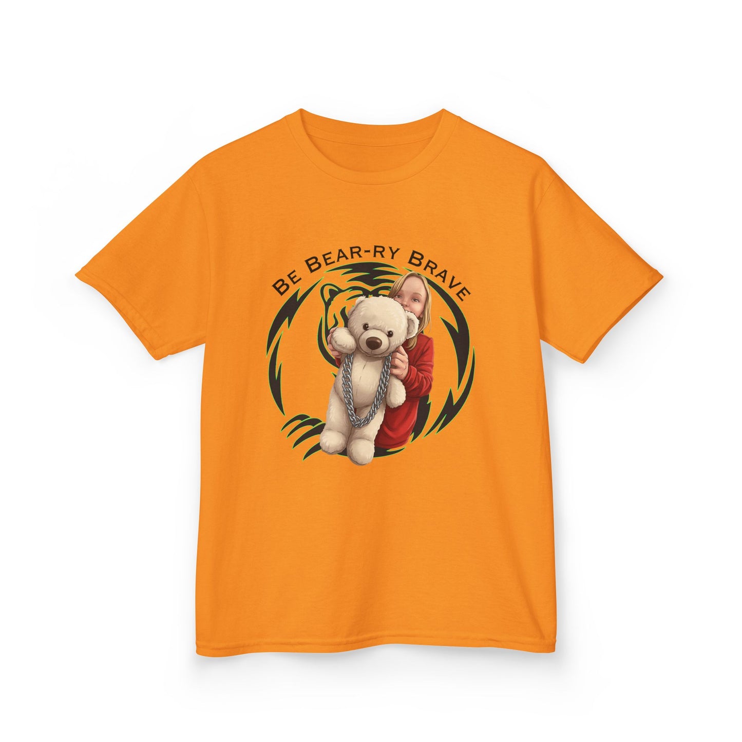 Be Bear-ry Brave Kids T-Shirt — Custom Photo-to-Cartoon Brave Bear Tee