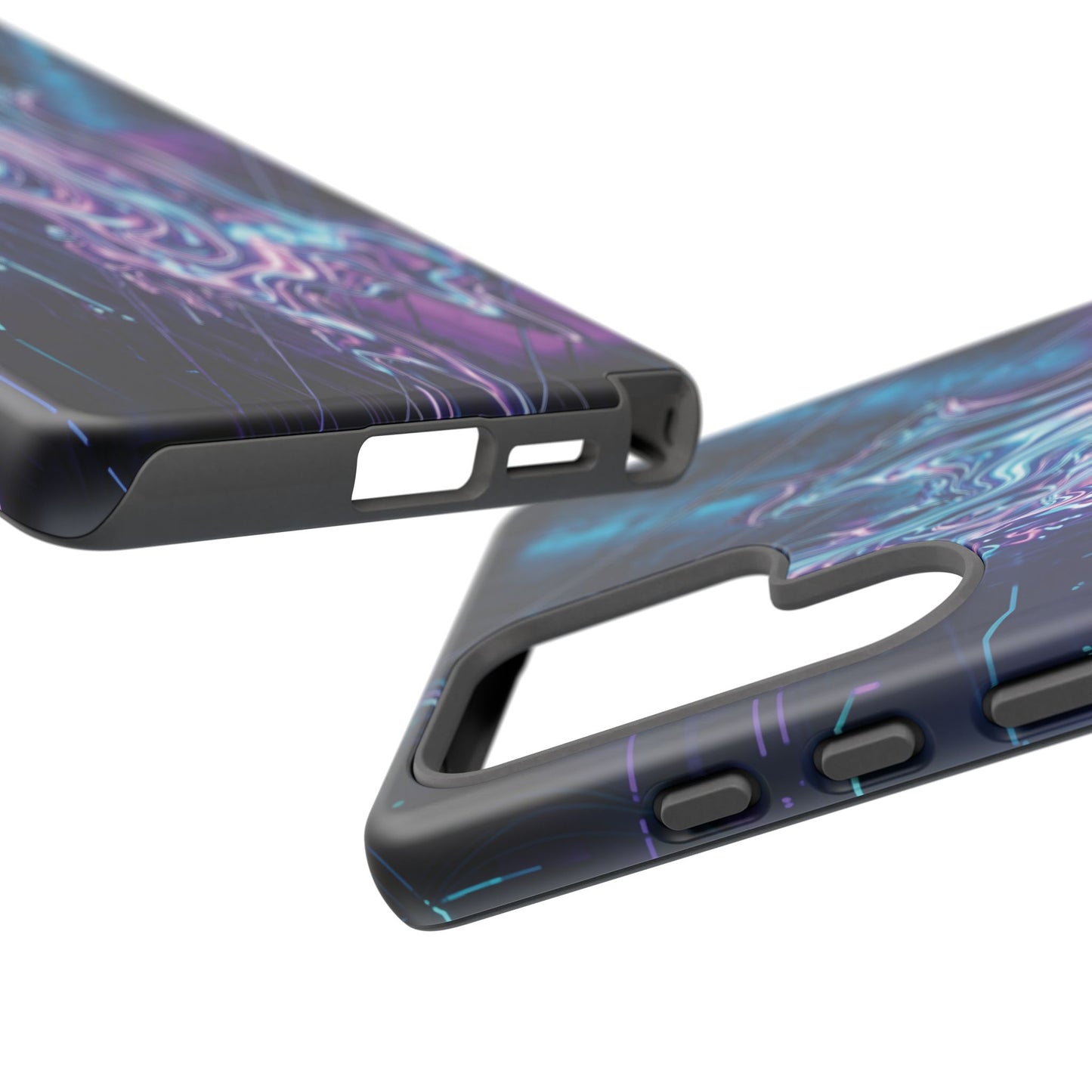 Galaxy Resin Water Tough Case — Neon Purple Blue Abstract Phone Cover