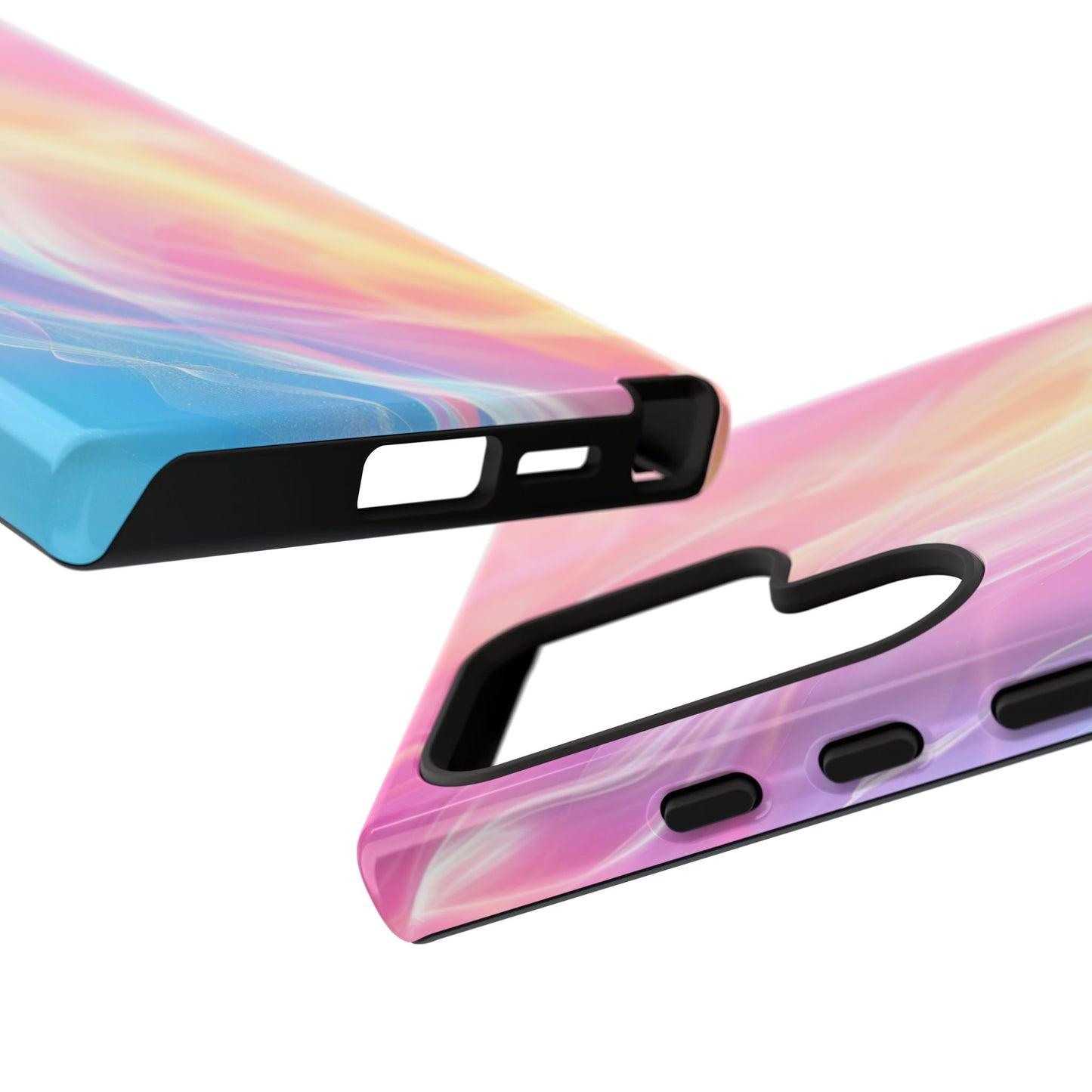 Pastel Marble Tough Phone Case — Protective iPhone Cover with Pink Blue Gradient Swirl
