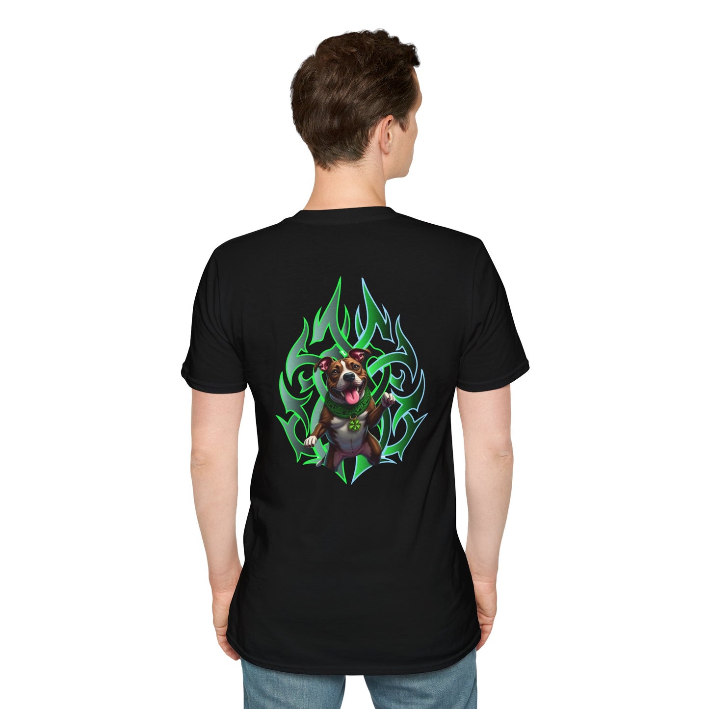 Bully & Brave Pit Bull T-Shirt — Green Tribal Rescue Dog Tee