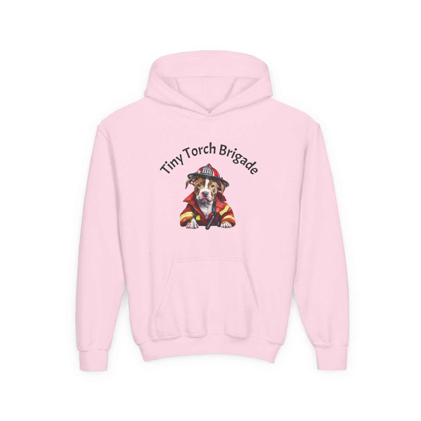 Youth Hoodie - "Tiny Torch Brigade" Firefighter Dog Graphic