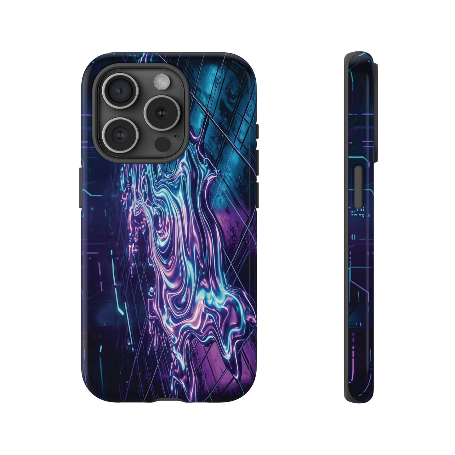 Galaxy Resin Water Tough Case — Neon Purple Blue Abstract Phone Cover
