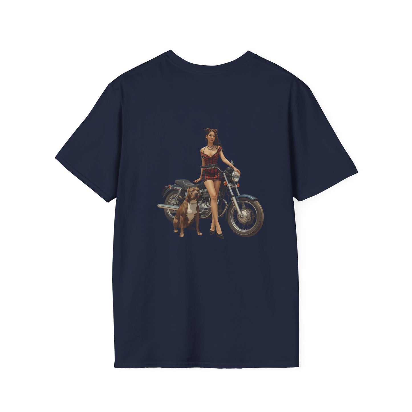 Motorcycle Pin-Up T-Shirt — Retro Biker Girl Graphic Tee