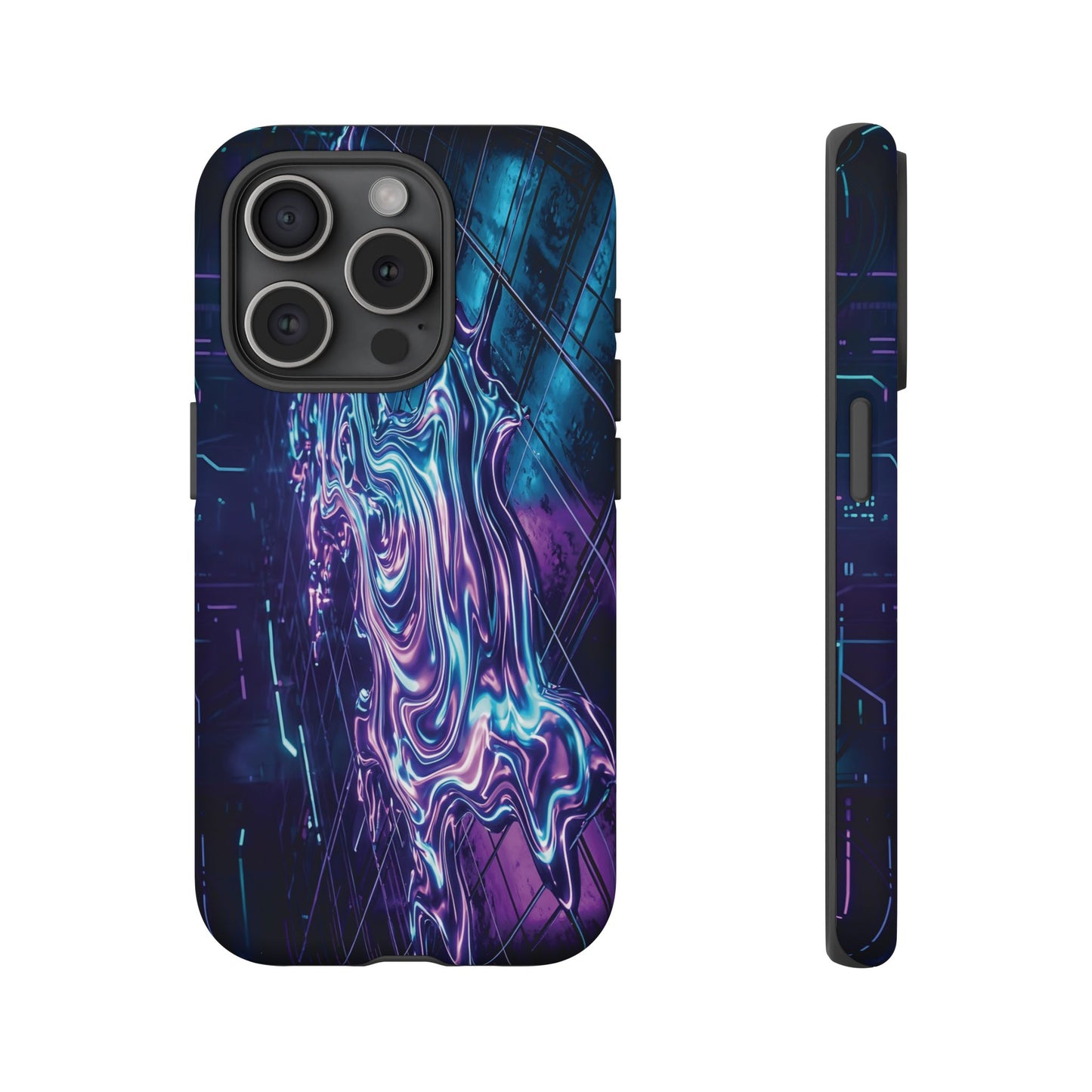 Galaxy Resin Water Tough Case — Neon Purple Blue Abstract Phone Cover