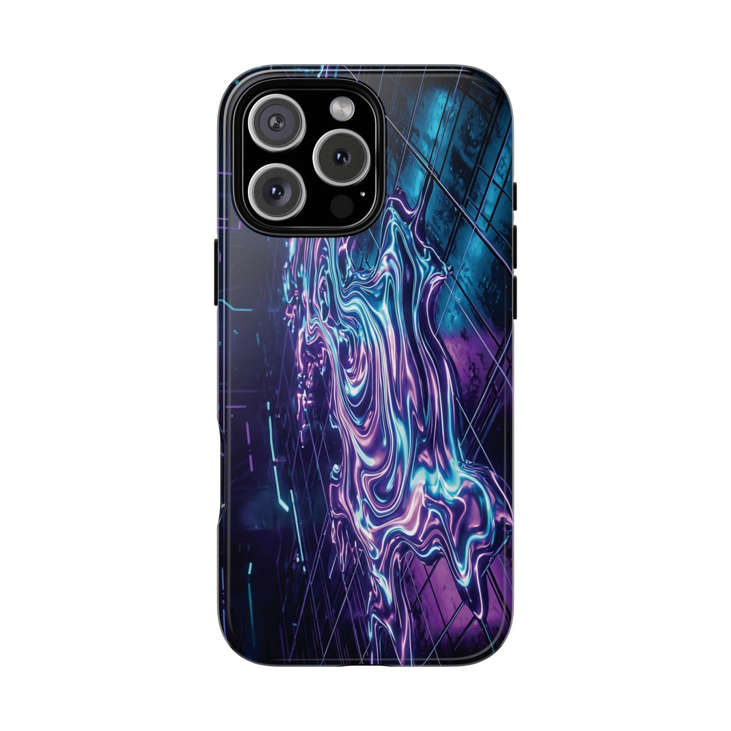 Galaxy Resin Water Tough Case — Neon Purple Blue Abstract Phone Cover