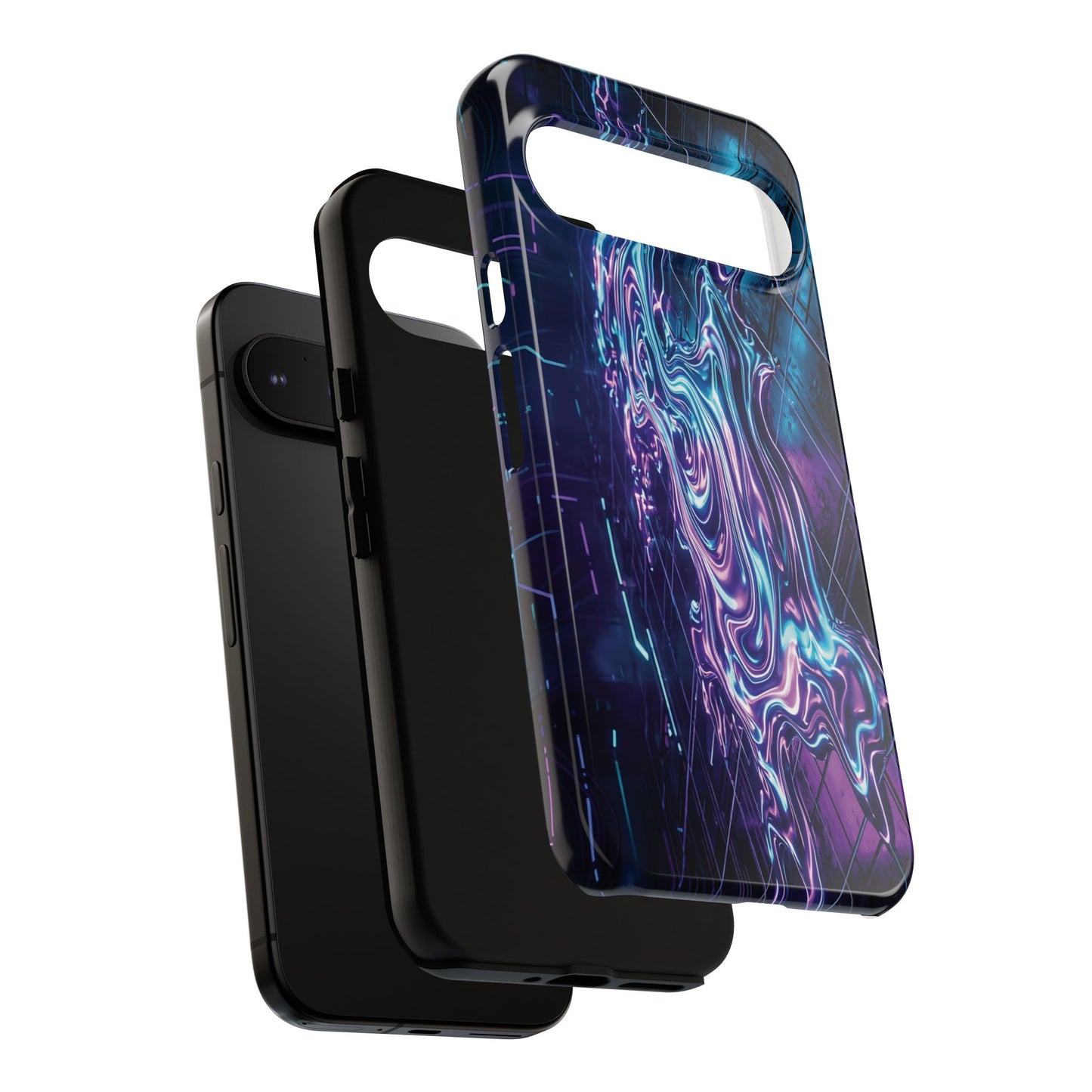 Galaxy Resin Water Tough Case — Neon Purple Blue Abstract Phone Cover