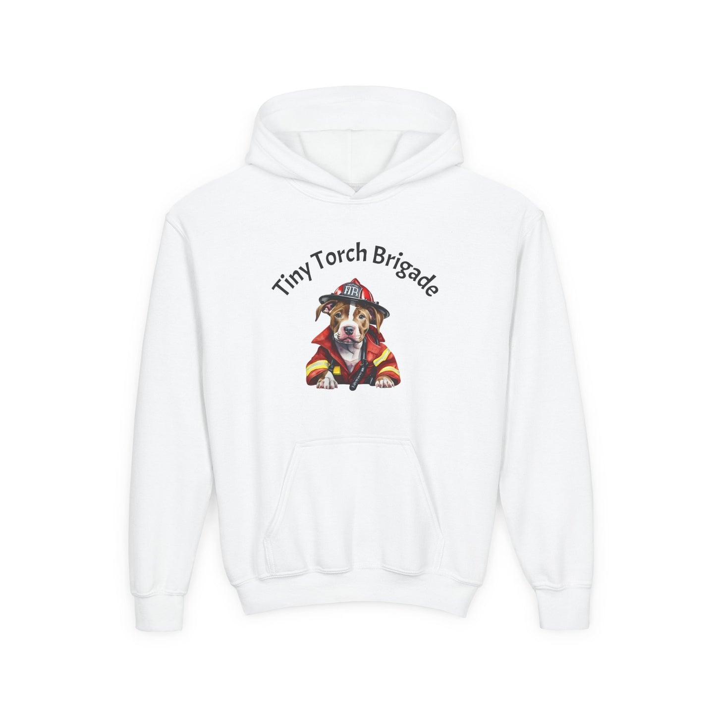 Youth Hoodie - "Tiny Torch Brigade" Firefighter Dog Graphic