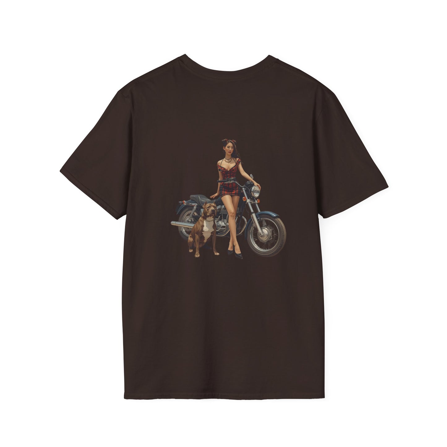Motorcycle Pin-Up T-Shirt — Retro Biker Girl Graphic Tee