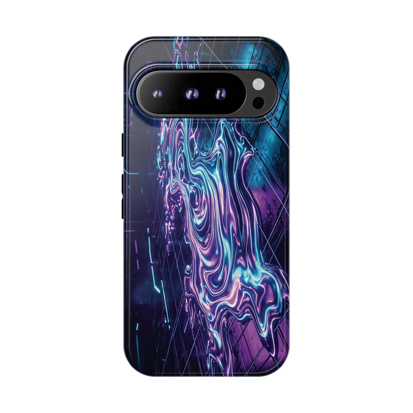 Galaxy Resin Water Tough Case — Neon Purple Blue Abstract Phone Cover