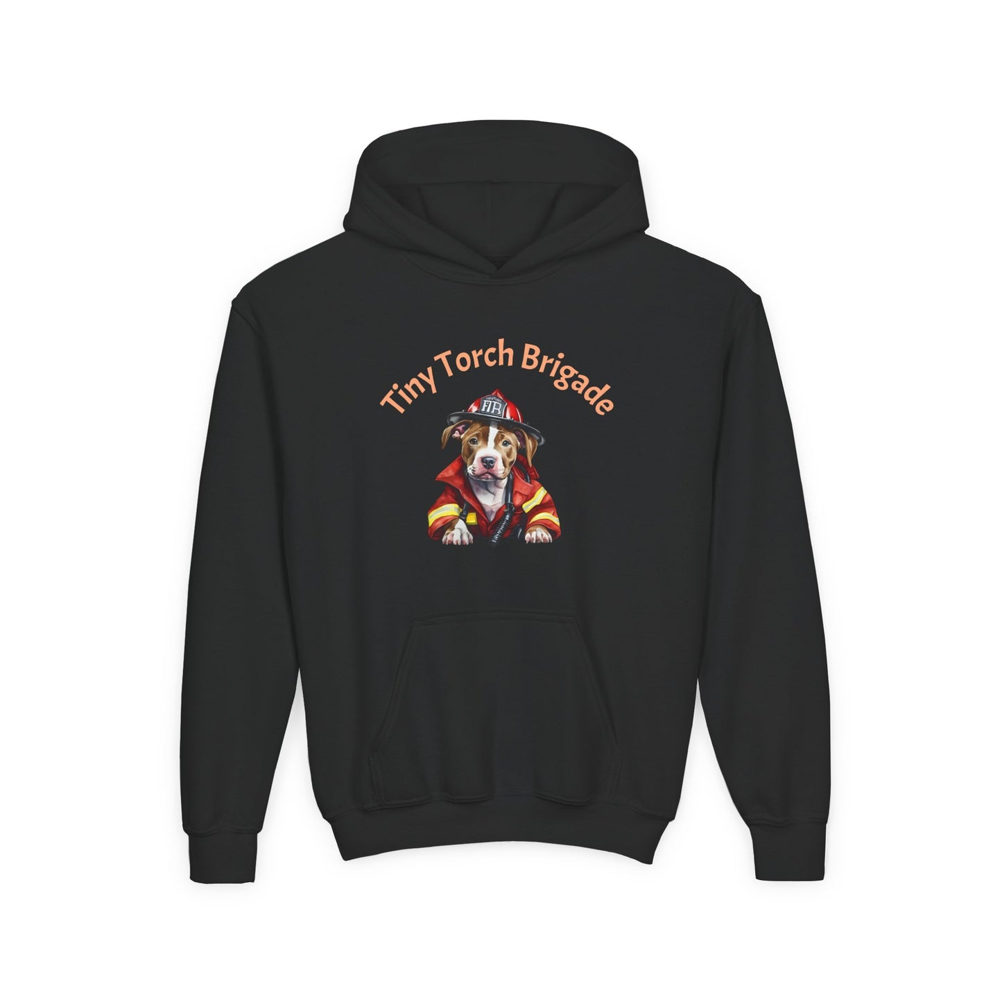 Youth Hoodie - "Tiny Torch Brigade" Firefighter Dog Graphic