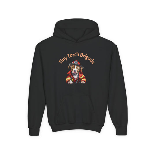 Youth Hoodie - "Tiny Torch Brigade" Firefighter Dog Graphic