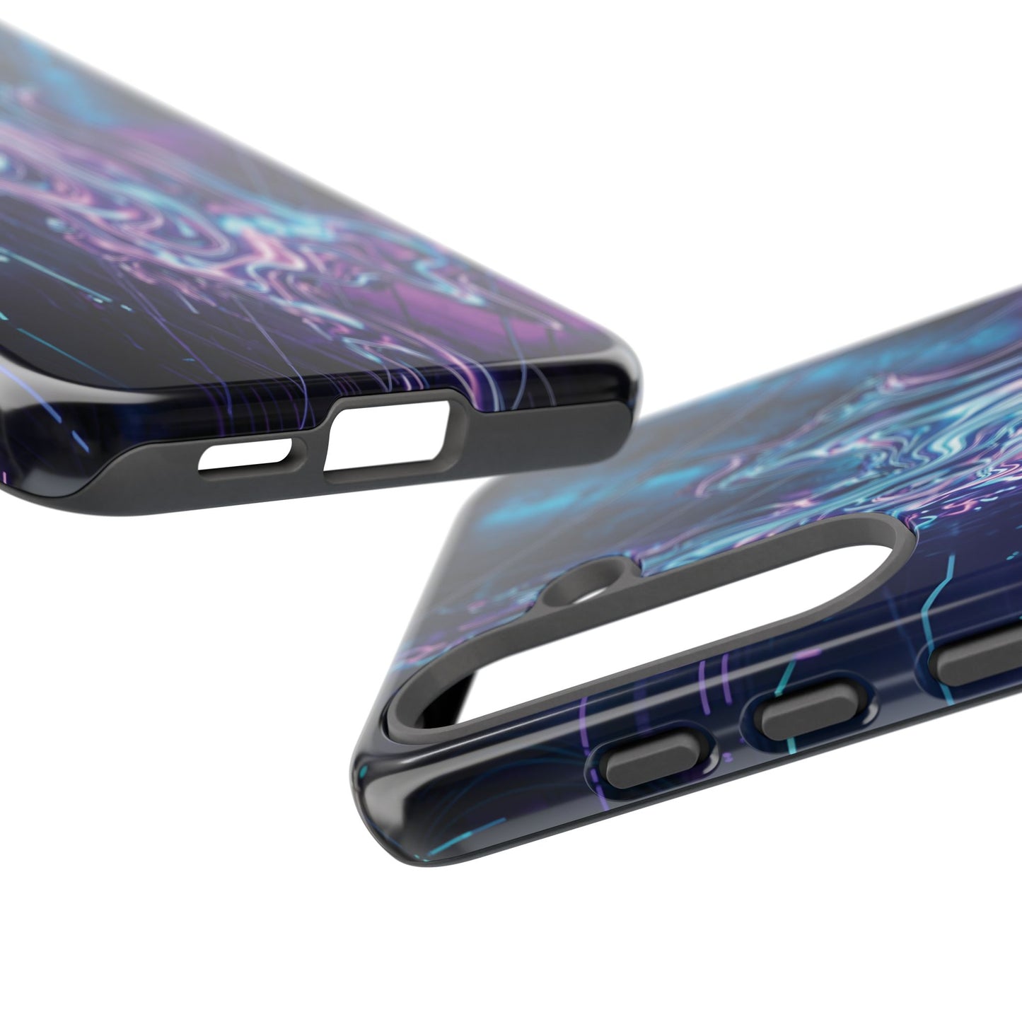 Galaxy Resin Water Tough Case — Neon Purple Blue Abstract Phone Cover