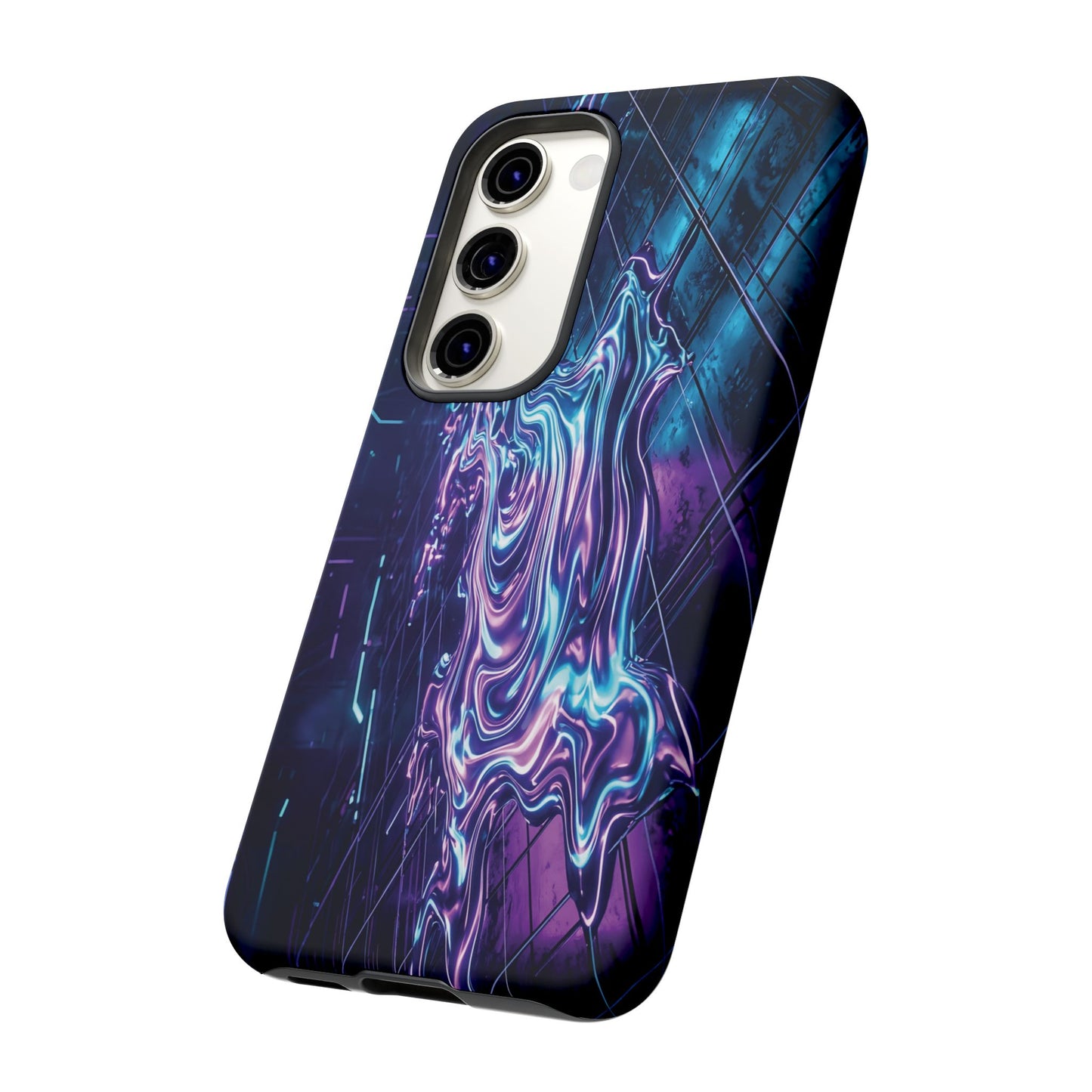 Galaxy Resin Water Tough Case — Neon Purple Blue Abstract Phone Cover