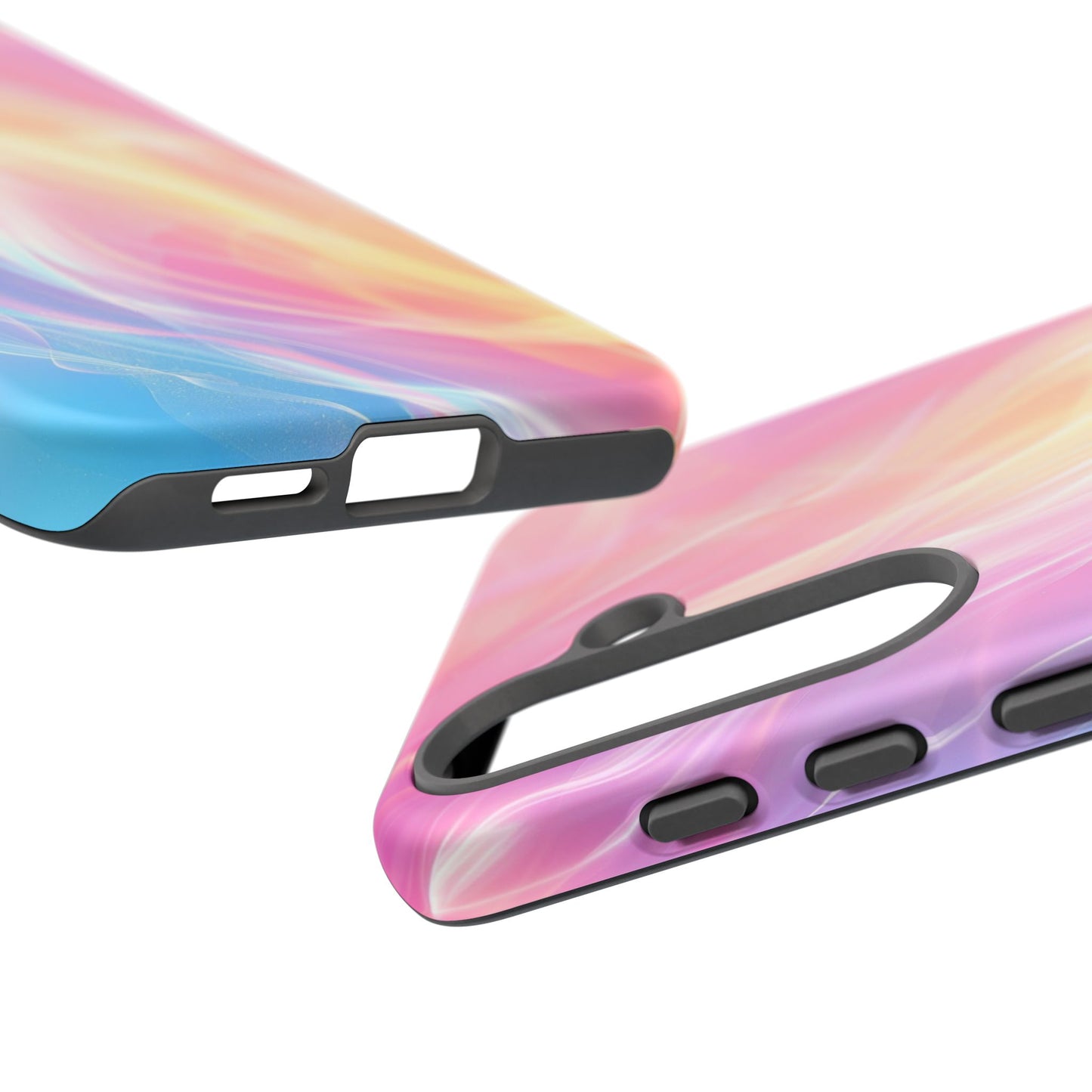 Pastel Marble Tough Phone Case — Protective iPhone Cover with Pink Blue Gradient Swirl