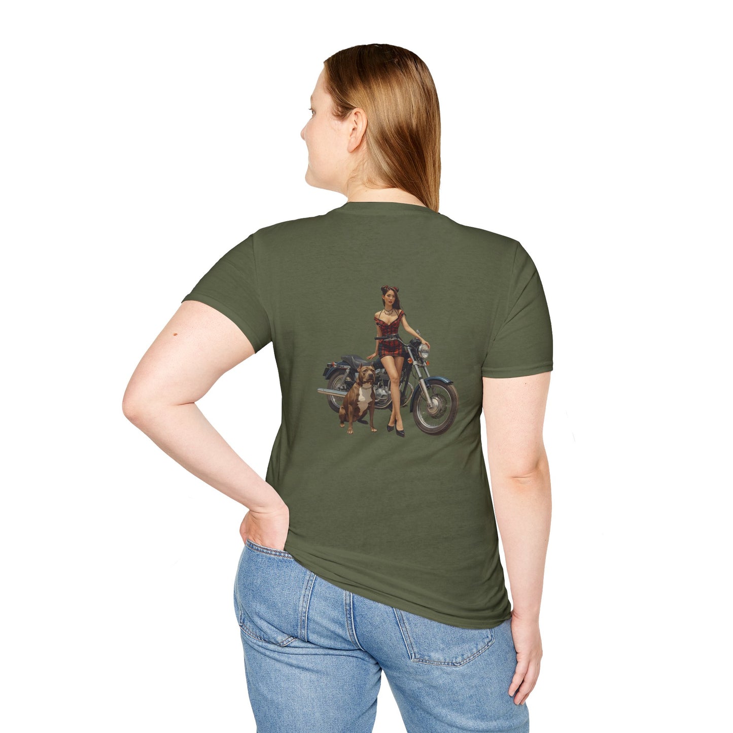 Motorcycle Pin-Up T-Shirt — Retro Biker Girl Graphic Tee