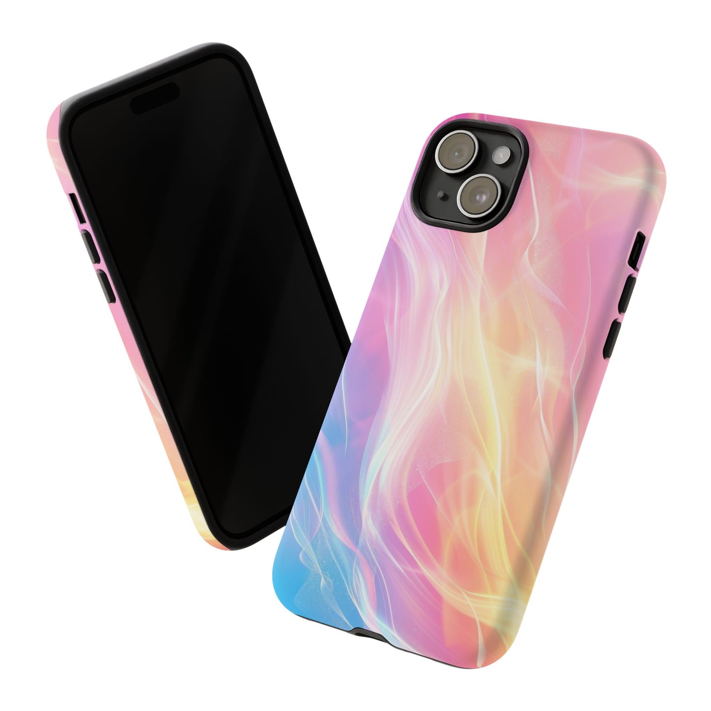 Pastel Marble Tough Phone Case — Protective iPhone Cover with Pink Blue Gradient Swirl