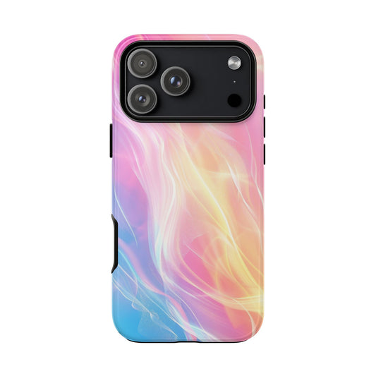 Pastel Marble Tough Phone Case — Protective iPhone Cover with Pink Blue Gradient Swirl