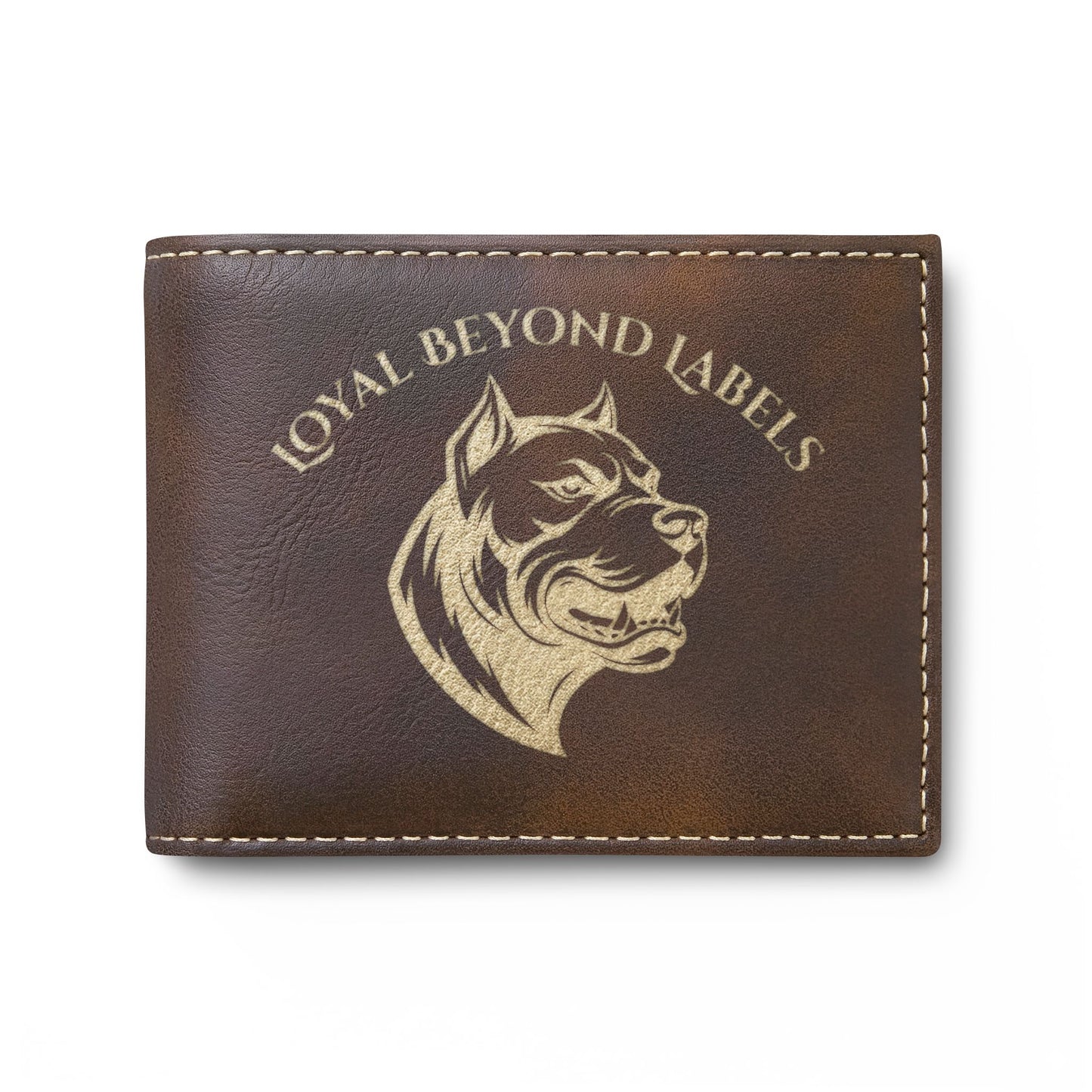 Pitbull Head Bi-Fold Wallet — Leather Card Wallet with Flip