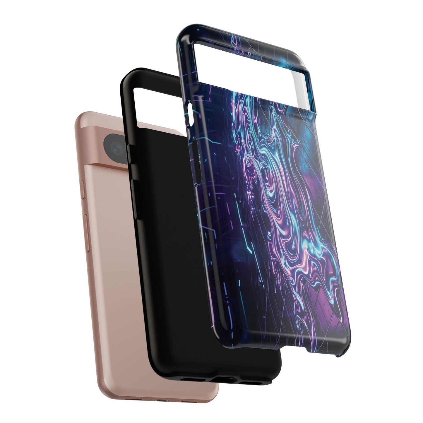 Galaxy Resin Water Tough Case — Neon Purple Blue Abstract Phone Cover
