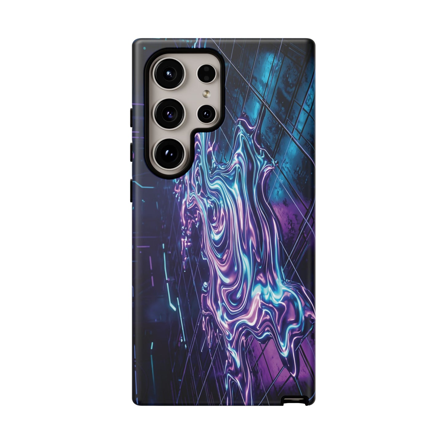 Galaxy Resin Water Tough Case — Neon Purple Blue Abstract Phone Cover