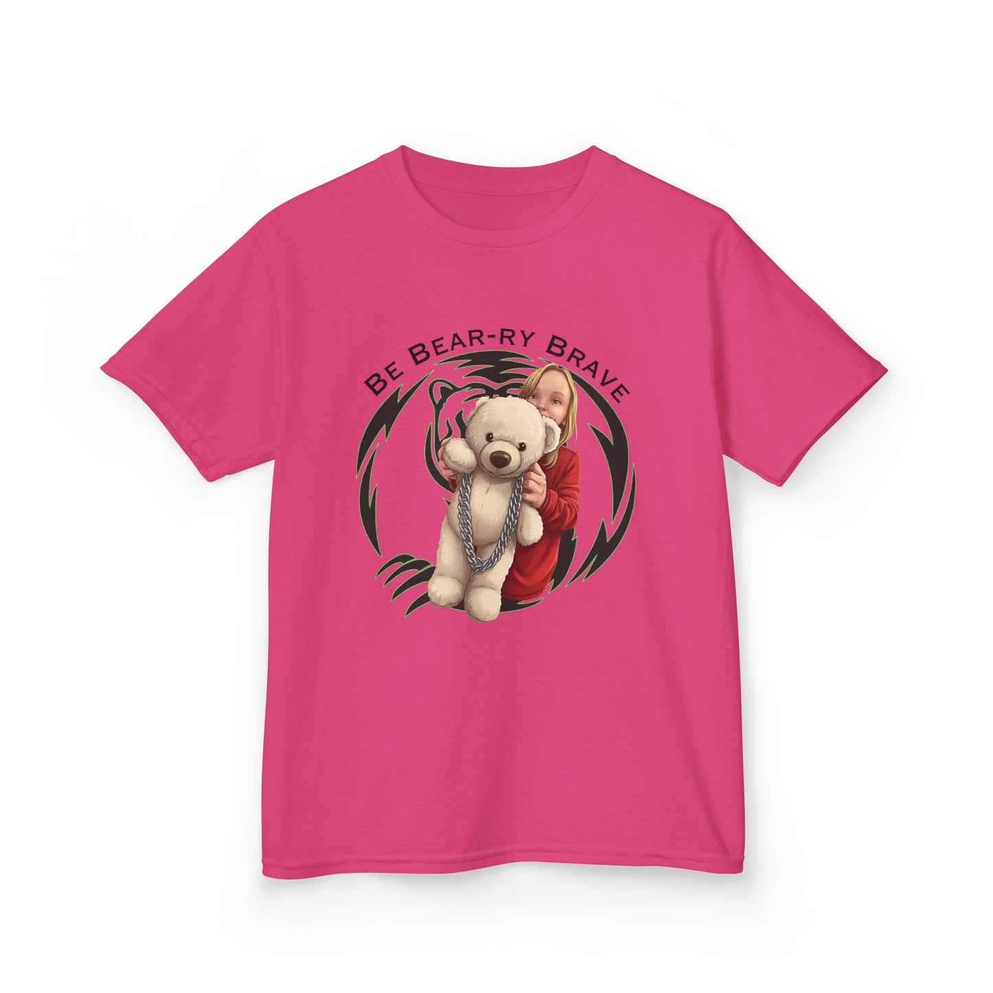 Be Bear-ry Brave Kids T-Shirt — Custom Photo-to-Cartoon Brave Bear Tee
