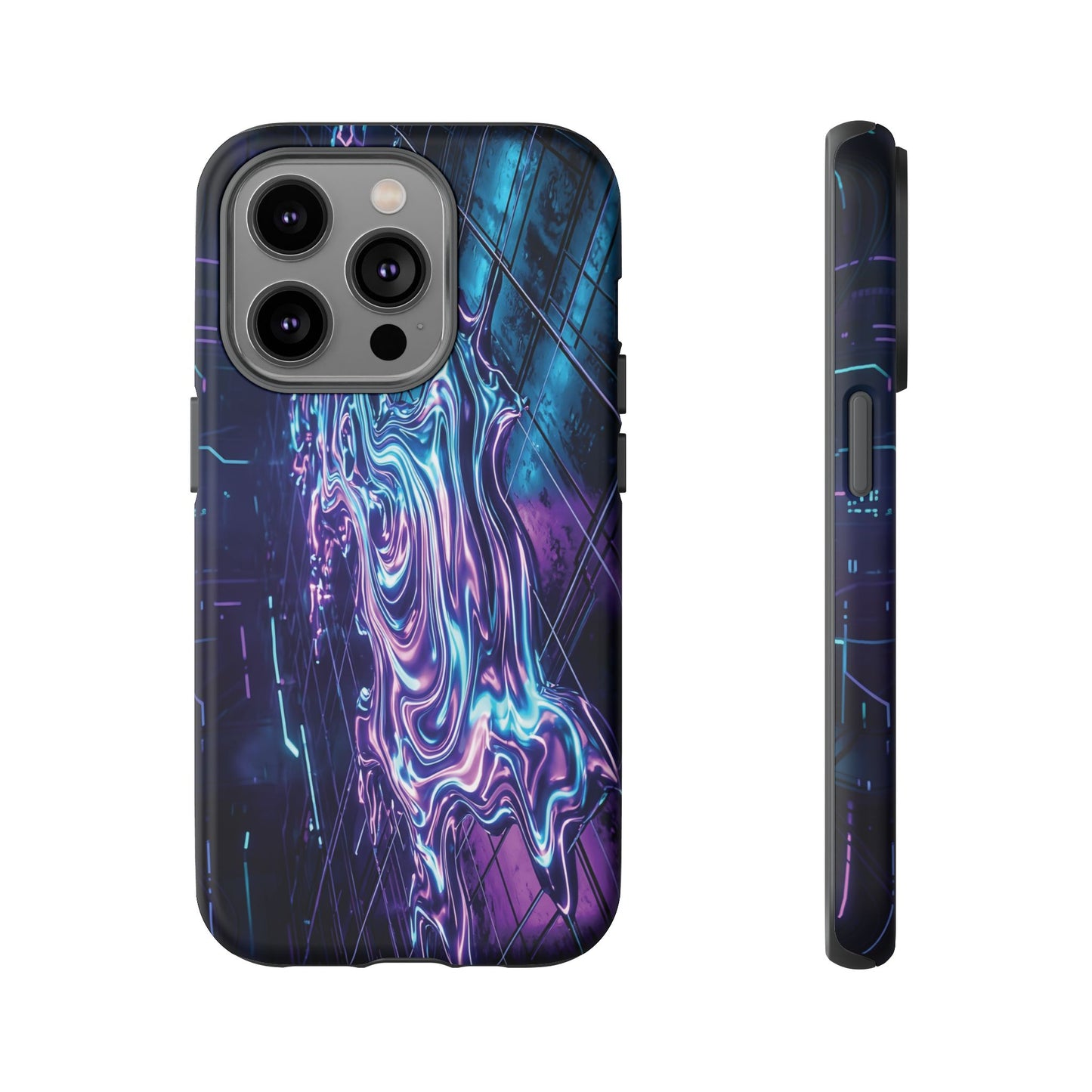 Galaxy Resin Water Tough Case — Neon Purple Blue Abstract Phone Cover