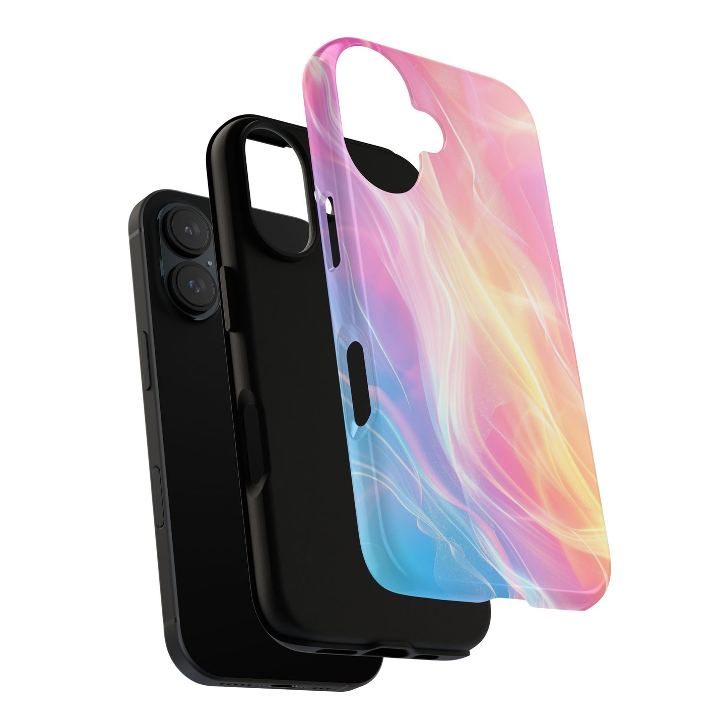 Pastel Marble Tough Phone Case — Protective iPhone Cover with Pink Blue Gradient Swirl