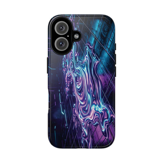 Galaxy Resin Water Tough Case — Neon Purple Blue Abstract Phone Cover
