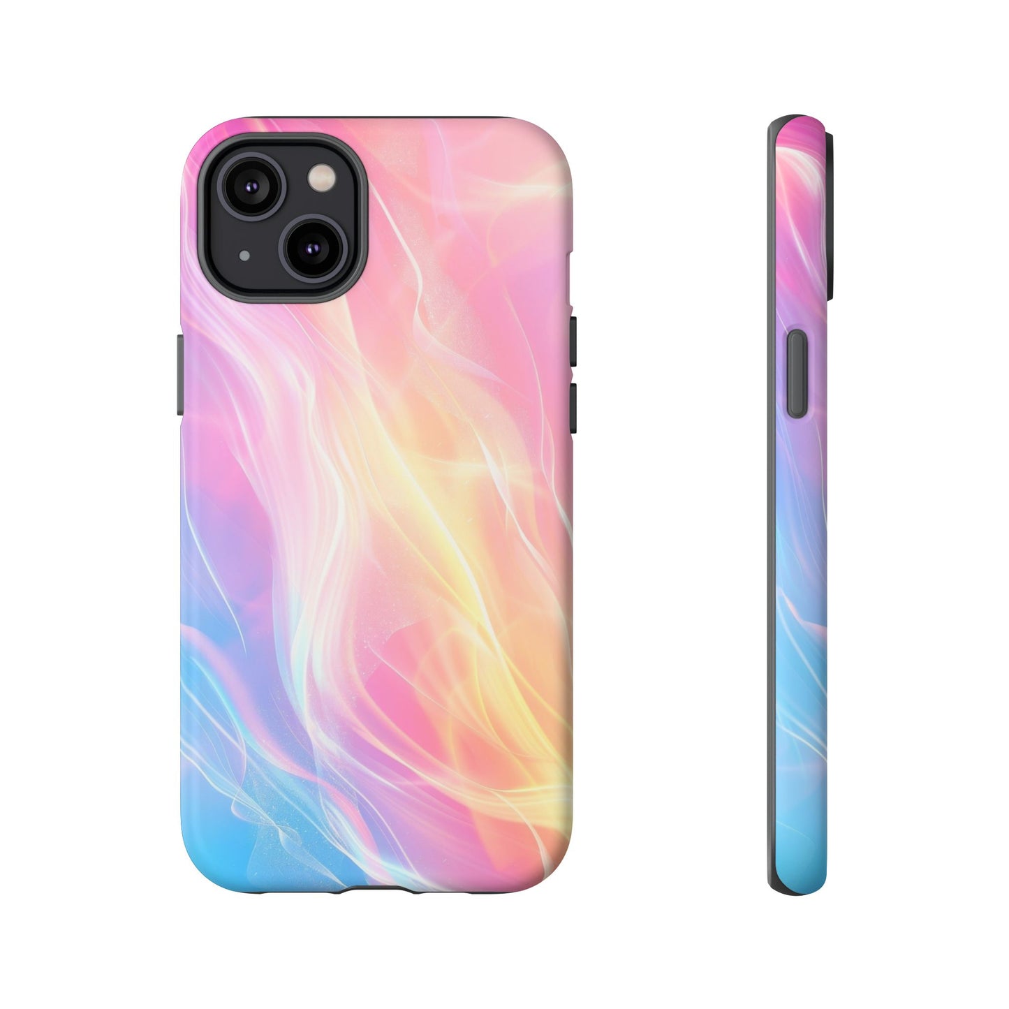 Pastel Marble Tough Phone Case — Protective iPhone Cover with Pink Blue Gradient Swirl