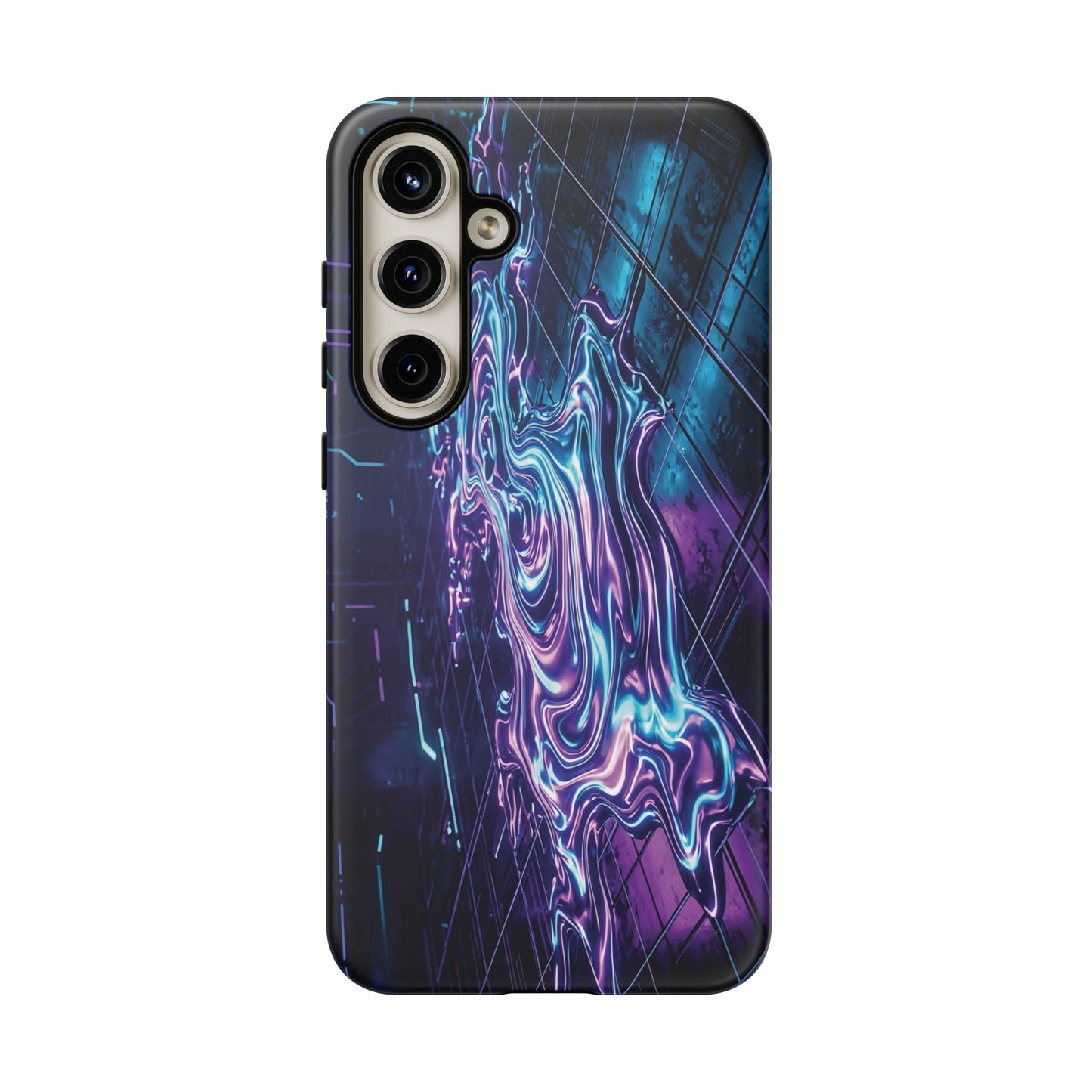 Galaxy Resin Water Tough Case — Neon Purple Blue Abstract Phone Cover