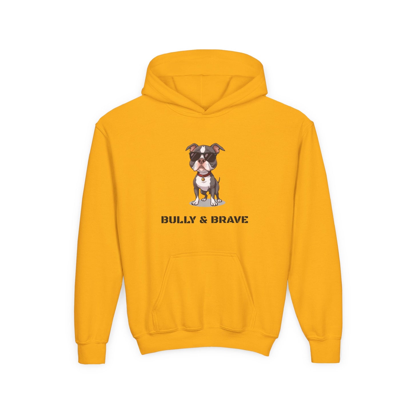Youth Hoodie — "Bully & Brave" Pitbull Puppy Graphic