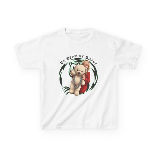 Be Bear-ry Brave Kids T-Shirt — Custom Photo-to-Cartoon Brave Bear Tee
