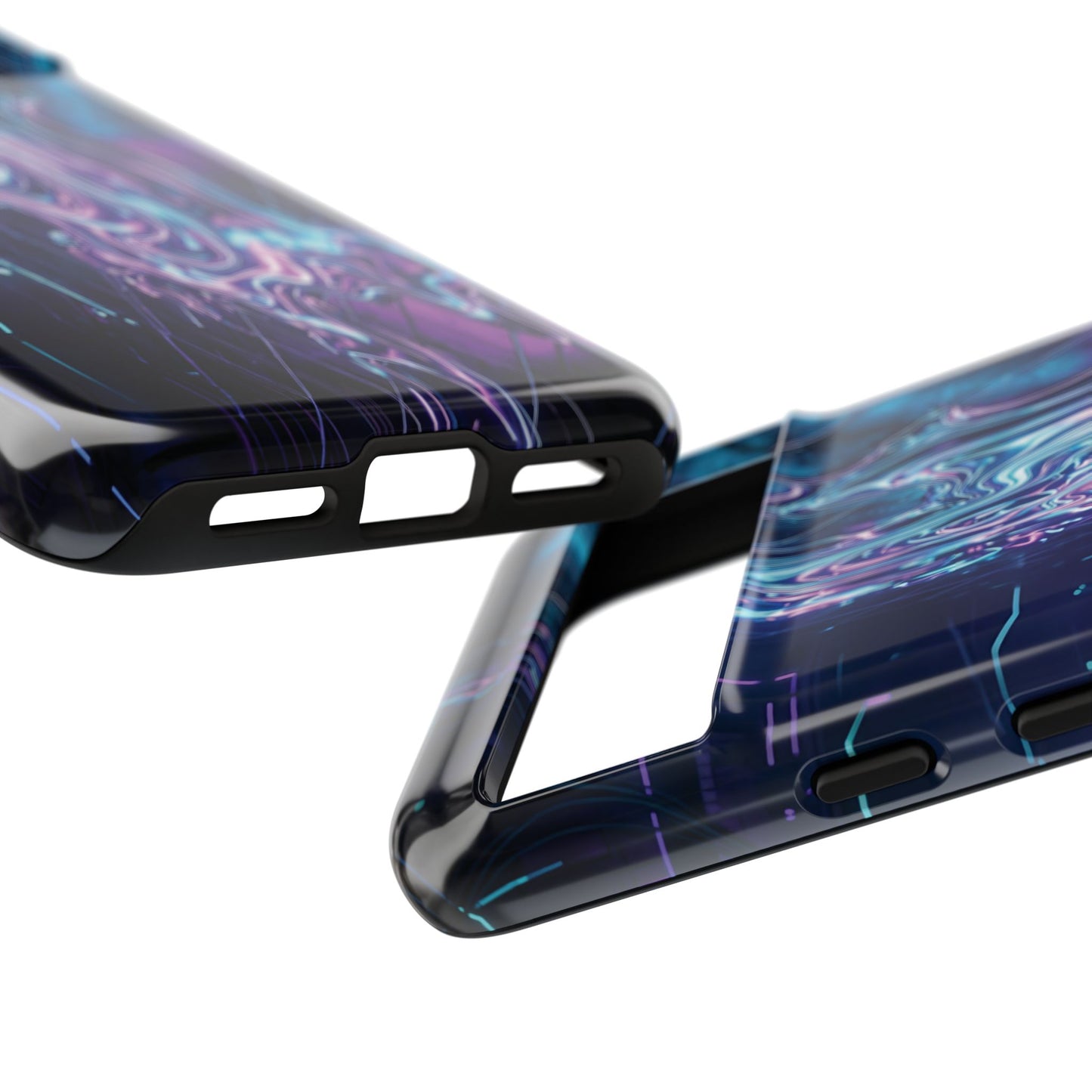 Galaxy Resin Water Tough Case — Neon Purple Blue Abstract Phone Cover