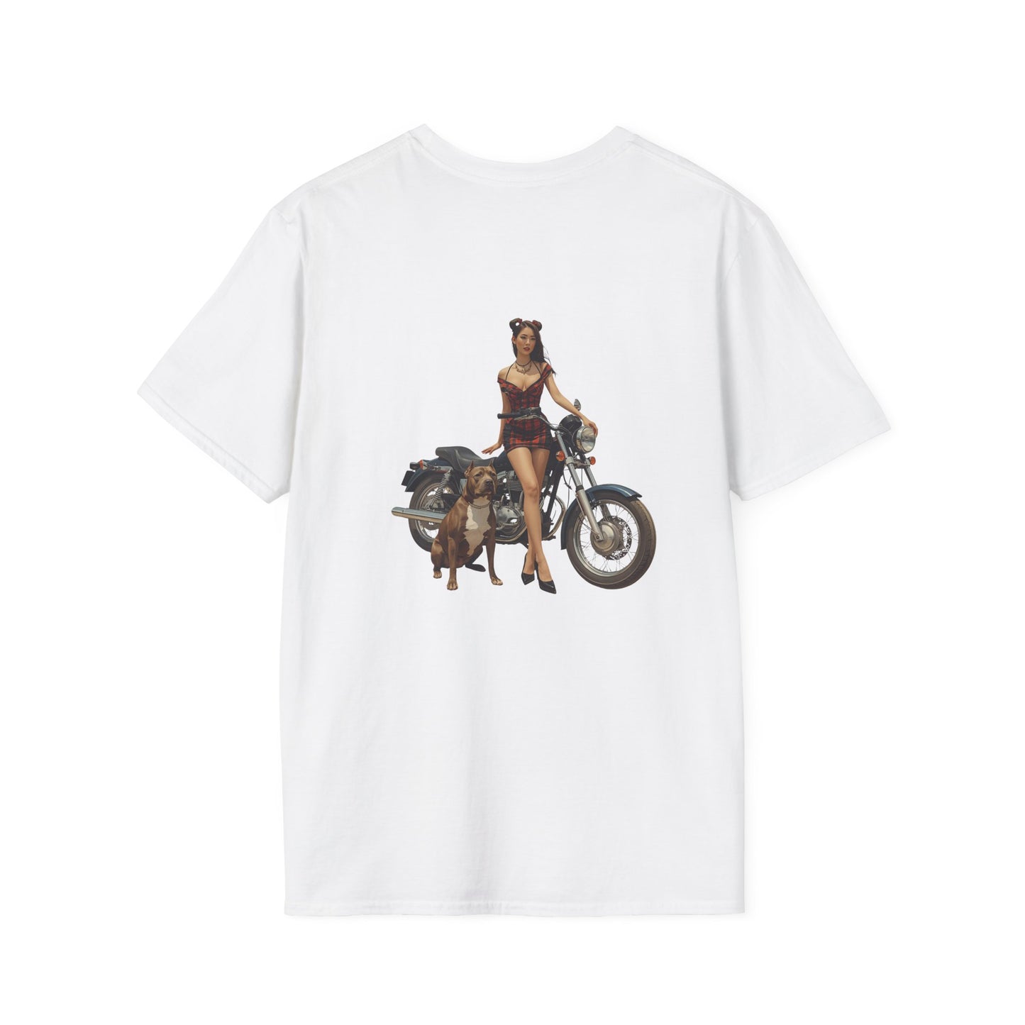 Motorcycle Pin-Up T-Shirt — Retro Biker Girl Graphic Tee