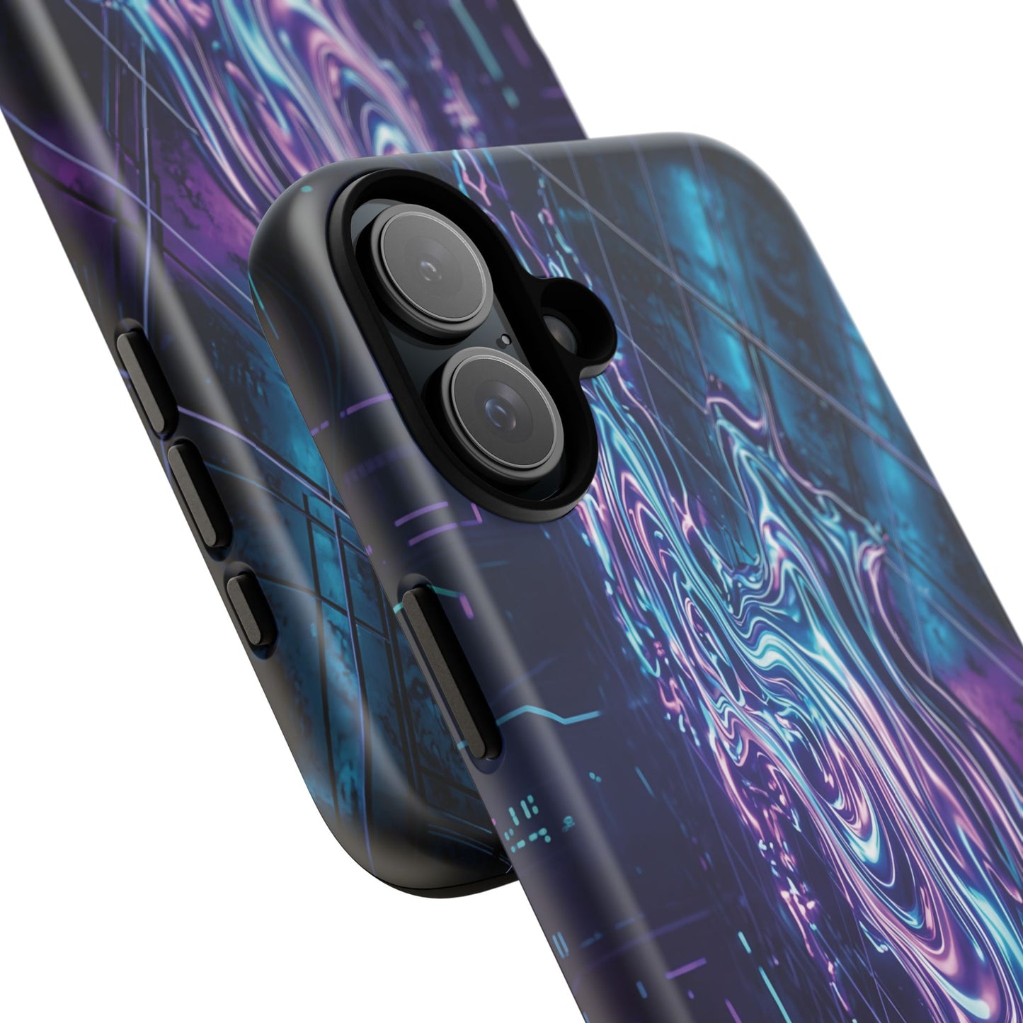 Galaxy Resin Water Tough Case — Neon Purple Blue Abstract Phone Cover