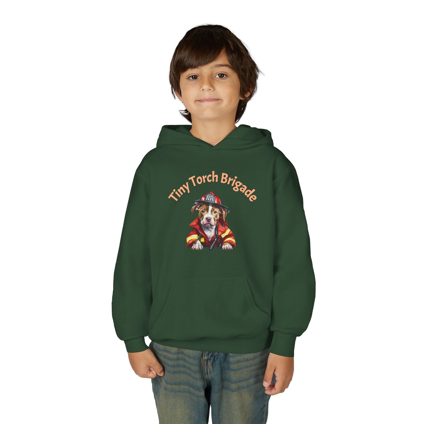 Youth Hoodie - "Tiny Torch Brigade" Firefighter Dog Graphic
