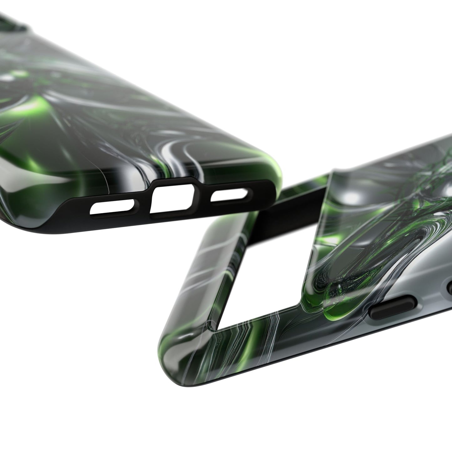 Green Metallic Abstract Tough Phone Case — Rugged Protective Phone Cover